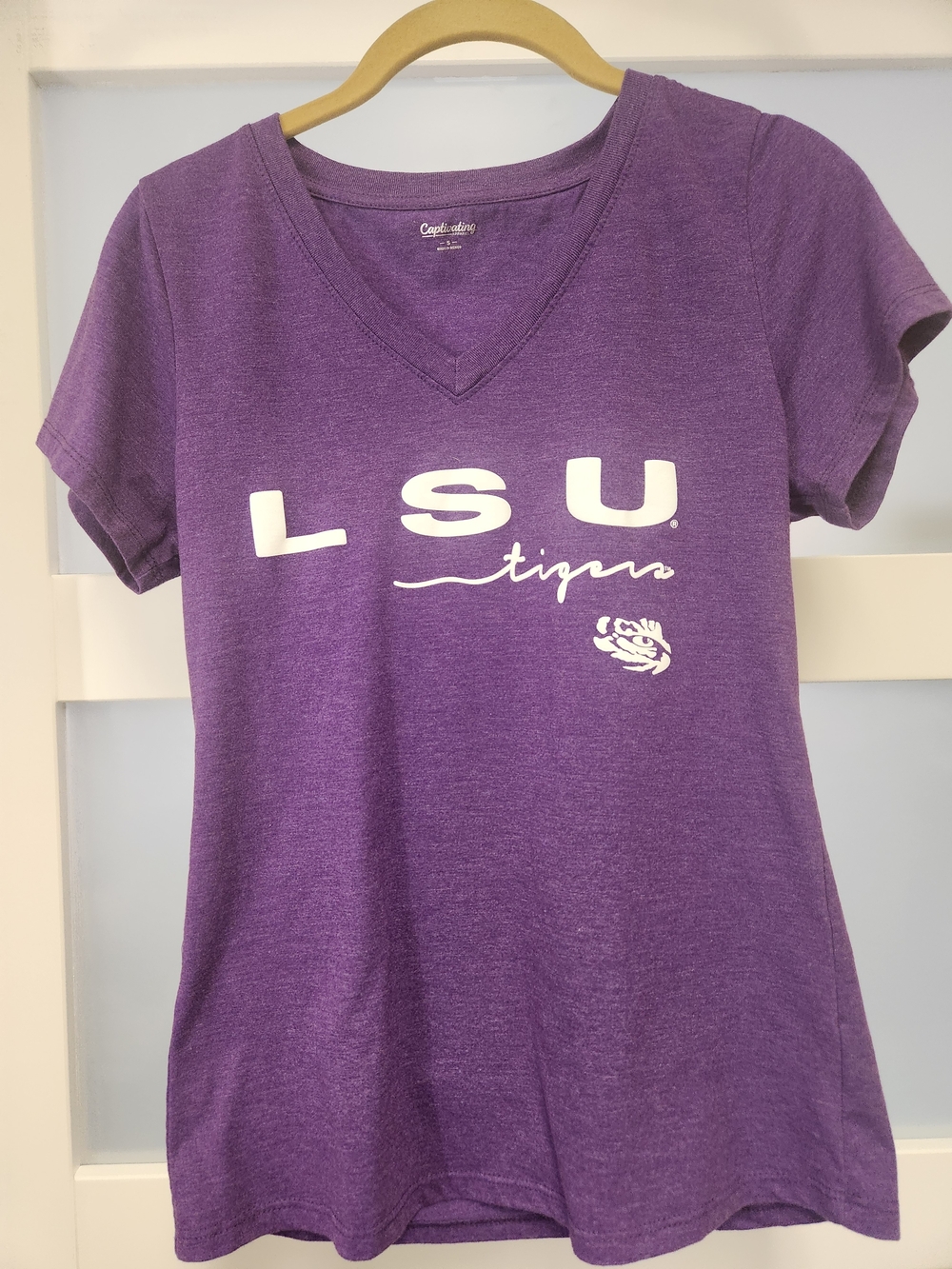 Capelli of New York Purple V-Neck LSU Tigers Tee